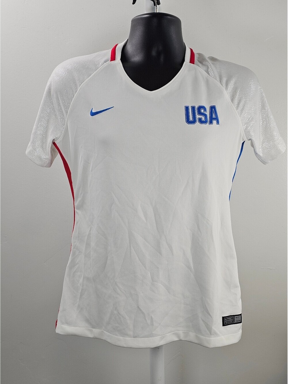 Nike USA Authentic 2016 Women's Soccer Jersey White Blue Red Size S
